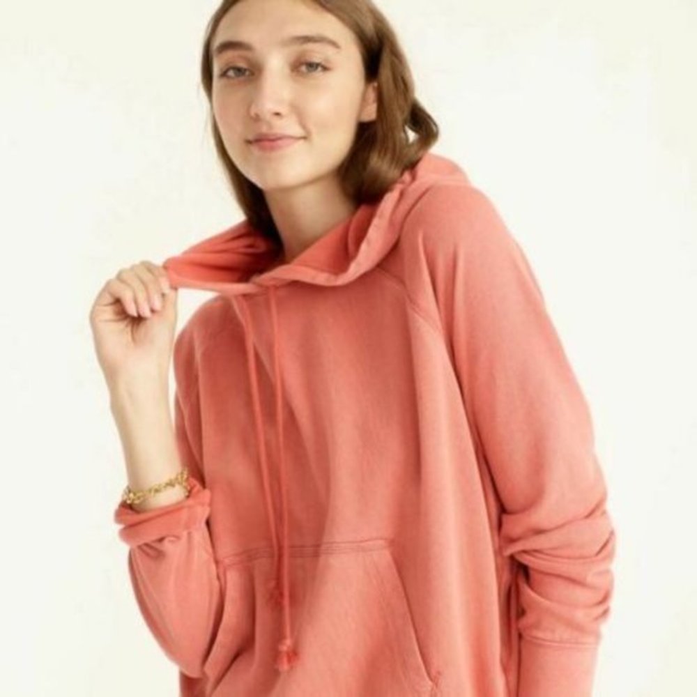 J. Crew magic rinse relaxed hoodie orange cotton size L‎ NWT